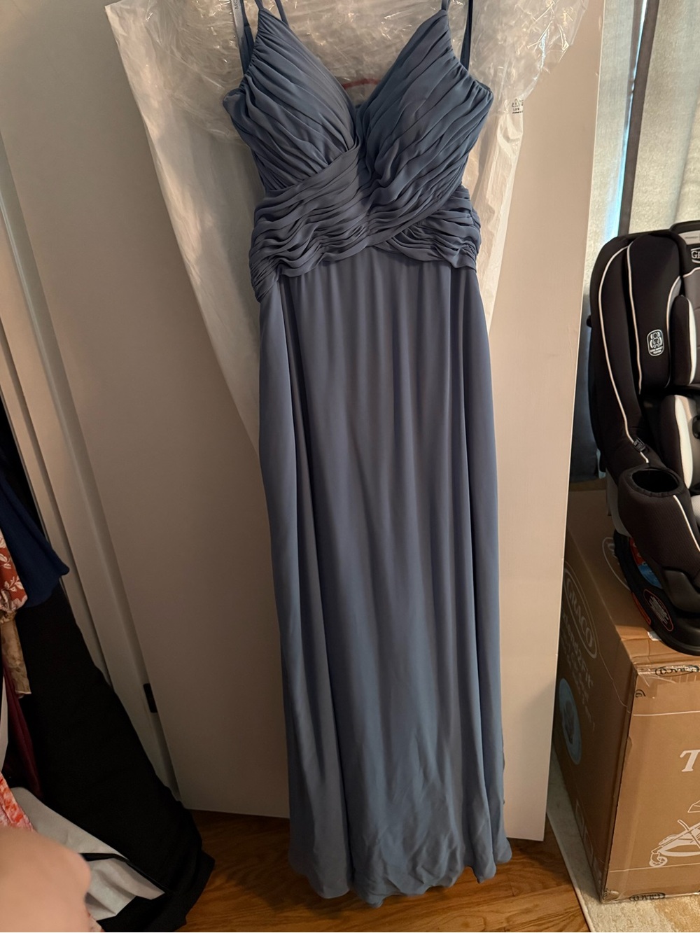 MoriLee Dusty Blue Maxi Dress - Picture 1 of 4